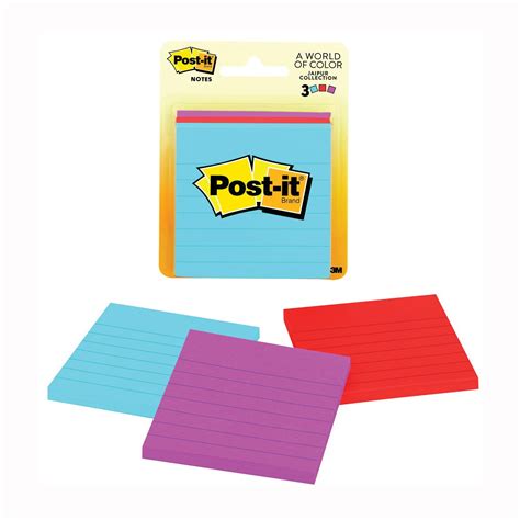 Post It Ultra 6301 Lined Sticky Notes 3 X 3 In Assorted 50 Sheet