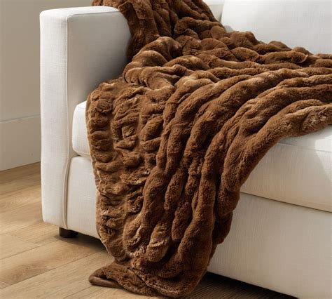 Faux Fur Ruched Throw Blankets Pottery Barn