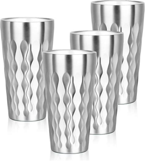 Offiper Stainless Steel Drinking Glasses 19 Oz Insulated Tumbler 4 Pack Double