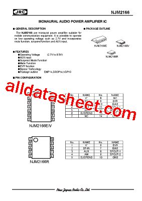 NJM2166R Datasheet PDF New Japan Radio