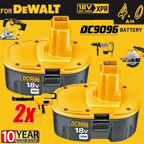 For Dewalt 18v Xrp Ni Mh Rechargeable Battery Dc9096 2 Pack Cordless Tool Compatible With