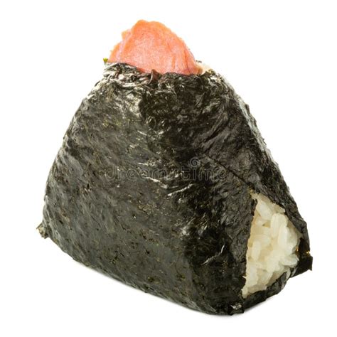 Onigiri Triangle Sushi Ball With Rice Wrapped Nori Seaweed And Salmon