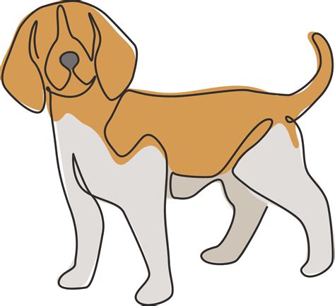 Single one line drawing of cute beagle dog for company logo identity. Purebred dog mascot