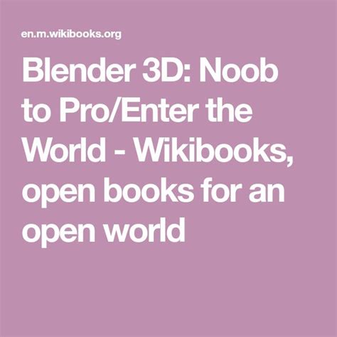 Blender 3d Noob To Proenter The World Wikibooks Open Books For An