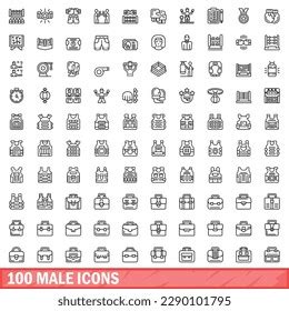 Male Icons Set Outline Illustration Stock Vector Royalty Free