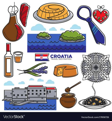 Croatia tourism travel famous symbols and tourist Vector Image Travel Book, Travel Journal ...