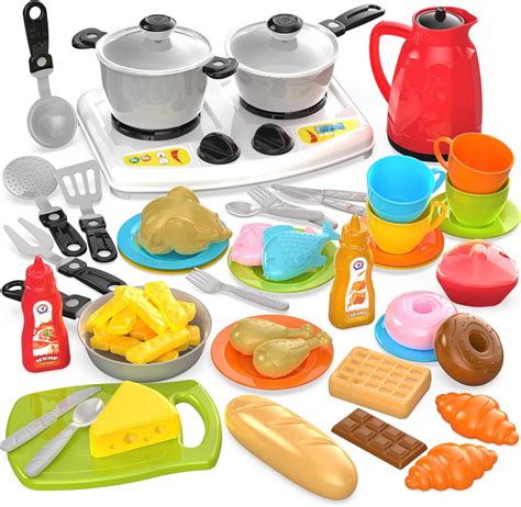 Technok 66pcs Pretend Play Kitchen Toys Cookware With Play