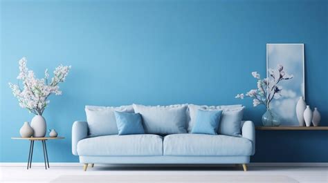 Premium AI Image | Contemporary Blue Living Room Design with Sofa and Furniture