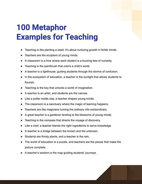 Metaphor For Teaching 99 Examples How To Write Pdf Tips