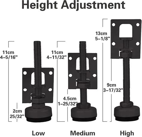 Pack Heavy Duty Leveling Feet Furniture Leg Adjustable Load Levelers