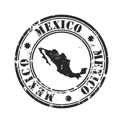 Sello de vector de goma grunge redondo de méxico con mapa Vector Premium