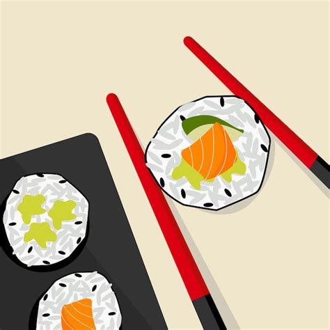 Premium Vector Hand Drawn Chopstick Holding Japanese Food Sushi Roll