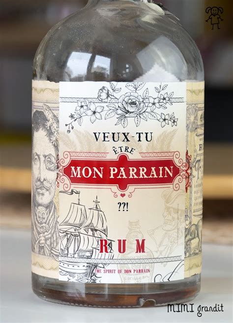 Demande en parrain originale étiquette à coller bouteille rhum Don Papa