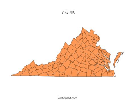 Free Printable Colored Blank Map Of Virginia County