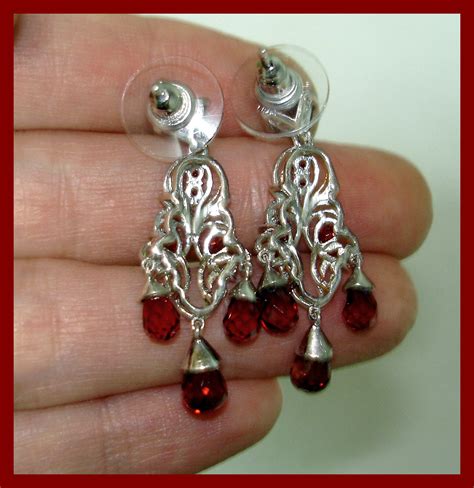 GENUINE Mozambique Garnet Earrings 14K YG Platinum Over Sterling