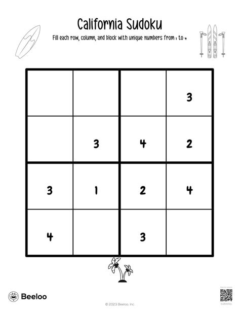 California-themed Sudoku Puzzles • Beeloo Printable Crafts and ...