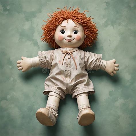 Ragdoll Rag Doll Retro Child Girl Antique Play Toy Stock Illustration