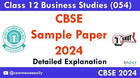 Class 12 Business Studies Cbse Sample Paper 2024 One Shot Youtube