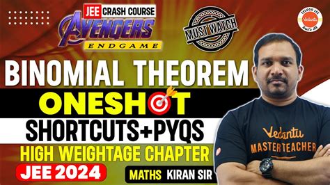 Binomial Theorem One Shot Shortcuts PYQs JEE 2024 JEE Math