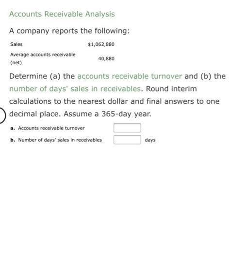 Solved Accounts Receivable Analysis A Company Reports The