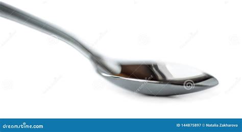 Spoon Isolated On White Background Silver Spoon Macro Side View Stock