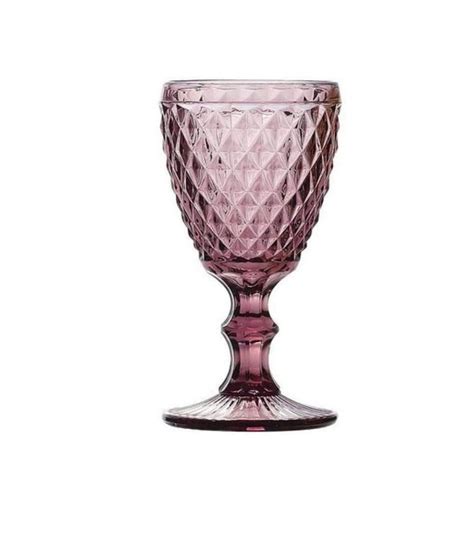 Set Copas De Cristal Tallado Sidari Morado