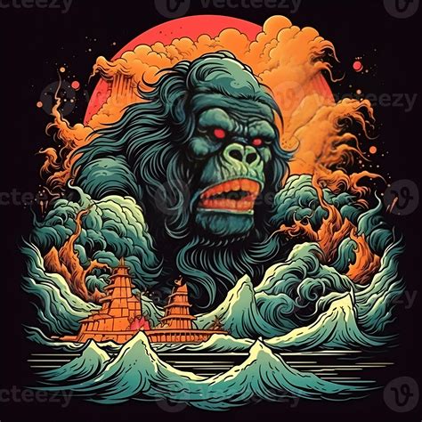 Powerful King Kong animal gorilla characters Illustration Background ...