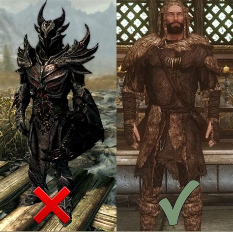 Fur armor is better than Daedric Armor in the tundra of Skyrim when it comes to immersion ...