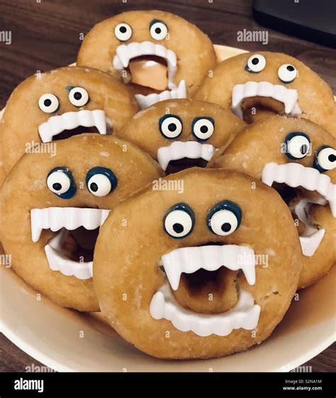 Scary Donuts With Teeth For Halloween Stock Photo Alamy