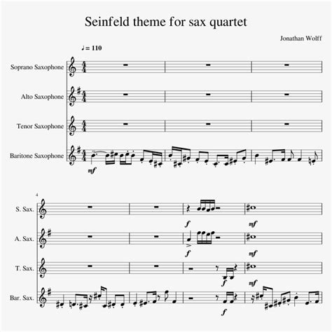 Seinfeld Theme For Sax Quartet Sheet Music Composed - Devil Went Down ...