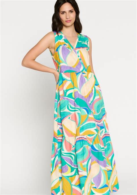 Lolaliza Maxi Jurk Met Grafische Print Light Green Maat Bol