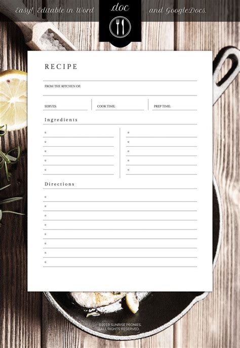 Word Document Recipe Card Template For Word Damertt