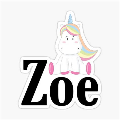 Zoe Unicorn Zoey Name Sticker For Sale By Projectx Redbubble