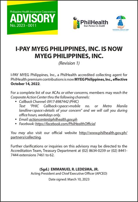 Philhealth On Twitter Read Advisory I Pay Myeg Philippines