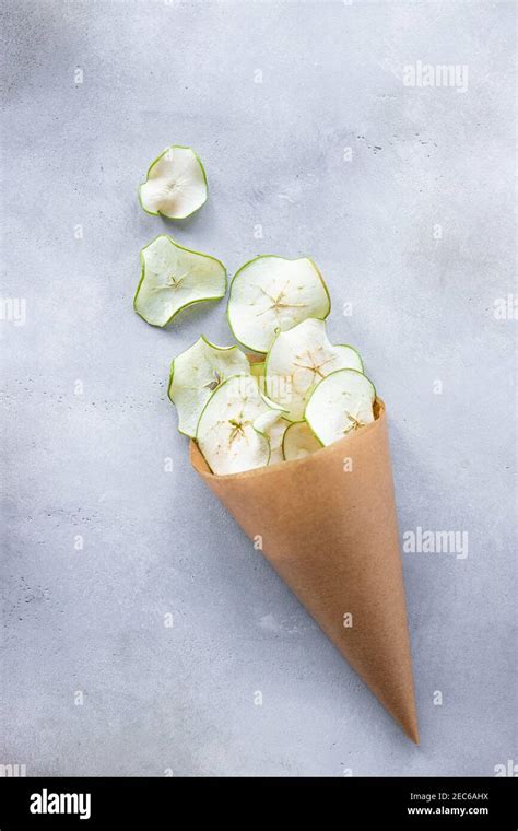 Dried Apple Chips Packaged In Paper Packaging Stock Photo Alamy