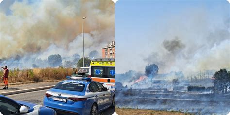 Fiamme A Settecamini Alle Porte Di Roma Prende Fuoco Un Terreno