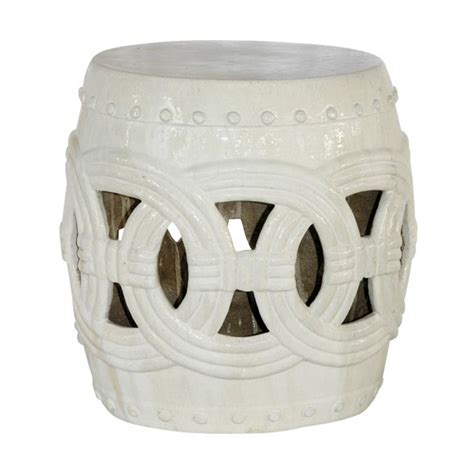 White Ceramic Garden Stool Chairish