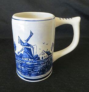 Vintage Delft Blauw Hand Painted Windmill Stein Mug Holland Tall Ebay