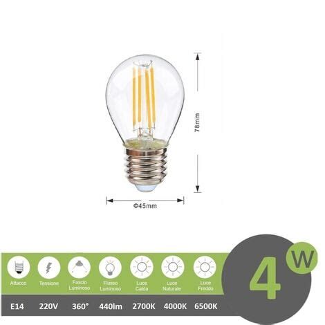 Lampadina Filamento Led G W Attacco Grande E Globo Bulbo Sfera