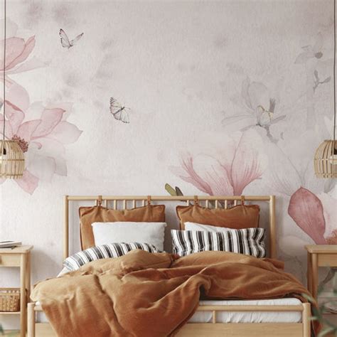 Papier Peint Contemporain Aquarelle Magnolia MuralConcept En