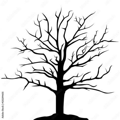 Simple drawing tree silhouette, isolated illustration on white ...