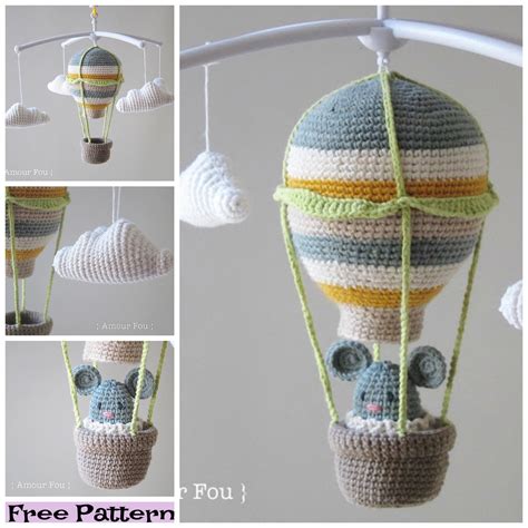 Crochet Hot Air Balloon Nursery Mobile Free Patterns Diy 4 Ever