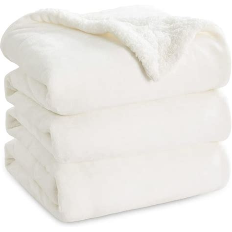 Cozy Comfort Sherpa Fleece Blankets Queen Size White Thick Fuzzy Warm