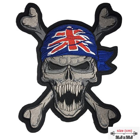 Uk Skull Cross Bone Rider Giant Back Patch Xl Etsy