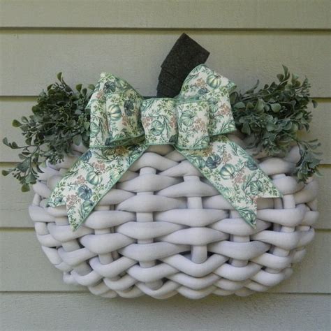 Pumpkin Farmhouse Door Hanger Pumpkin Wreath Basket Weave Etsy In