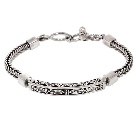 Kiva Store Hand Crafted Engraved Sterling Silver Bracelet From Bali