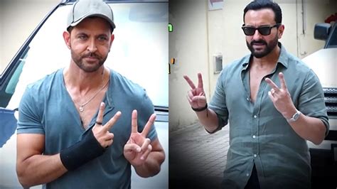 Hrithik Roshan Saif Ali Khan Arrive In Style For Teaser Launch Of