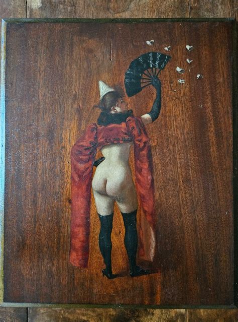 Proantic Oil On Panel Naked Woman Maison Close Cabaret