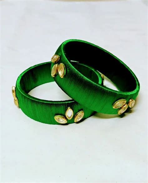 Handmade Silk Thread Bangles With Kundan At Rs Set