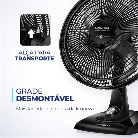 Ventilador De Mesa Mondial Super Power Vsp B Cm Velocidades